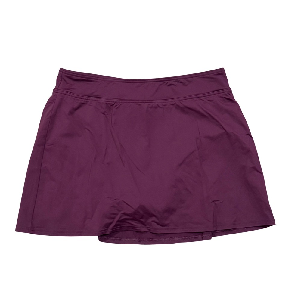 Lands End Womens Swim Skirt Bergundy Plum Built-in Brief Size 10 NWT